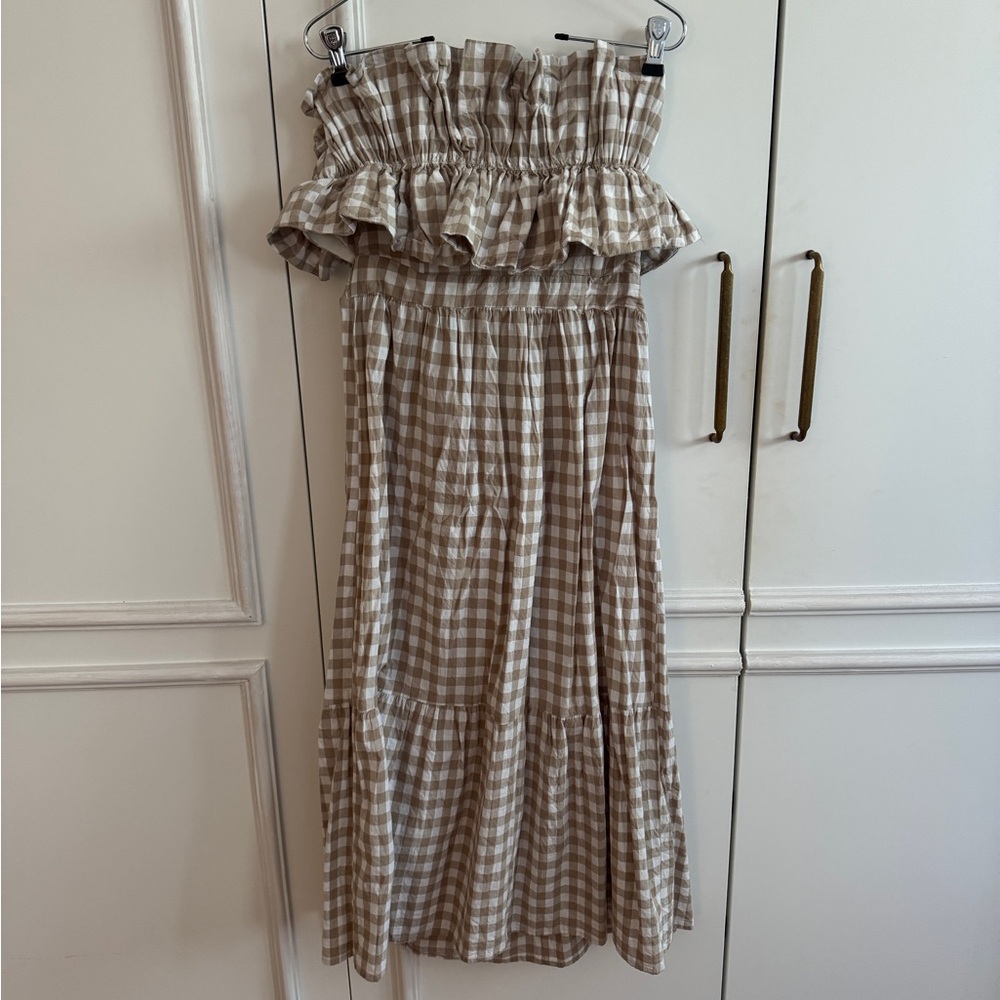 Lulu's Brown and Cream Strapless Dress